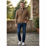DG's Drifter Mens - Half Zip Sweatshirt - Tan - 553 55222 43 - Wildvine Clothing, Spalding, Lincolnshire