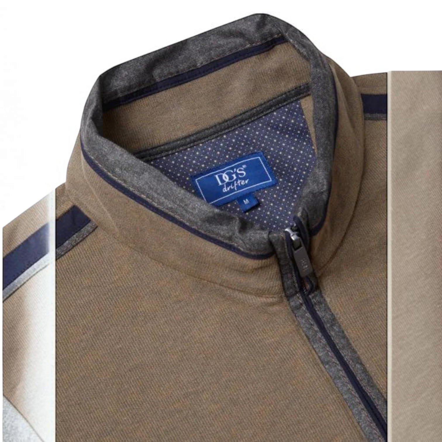 DG's Drifter Mens - Half Zip Sweatshirt - Tan - 553 55222 43 - Wildvine Clothing, Spalding, Lincolnshire