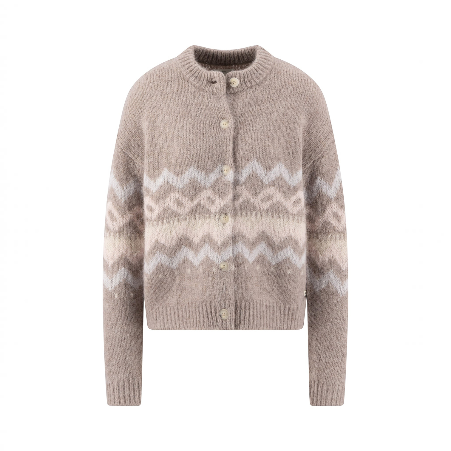 Fynch-Hatton - Ladies - Alpaca / Wool Cardigan Norway Yearn - Taupe - 26097471 851 - Wildvine Clothing, Spalding, Lincolnshire