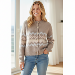 Fynch-Hatton - Ladies - Alpaca / Wool Cardigan Norway Yearn - Taupe - 26097471 851 - Wildvine Clothing, Spalding, Lincolnshire