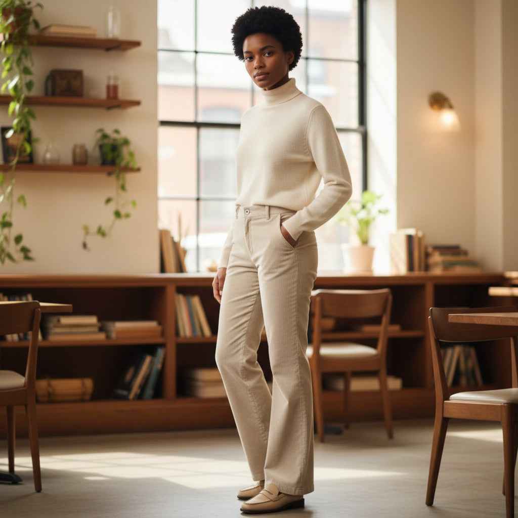 Fynch-Hatton - Ladies Trousers - Wide leg Corduroy - Taupe 835 - Wildvine Clothing, Spalding, Lincolnshire
