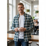 Fynch-Hatton - Mens Premium Oxford Shirt - Teal Check - 16078490 673 - Wildvine Clothing, Spalding, Lincolnshire