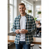 Fynch-Hatton - Mens Premium Oxford Shirt - Teal Check - 16078490 673 - Wildvine Clothing, Spalding, Lincolnshire
