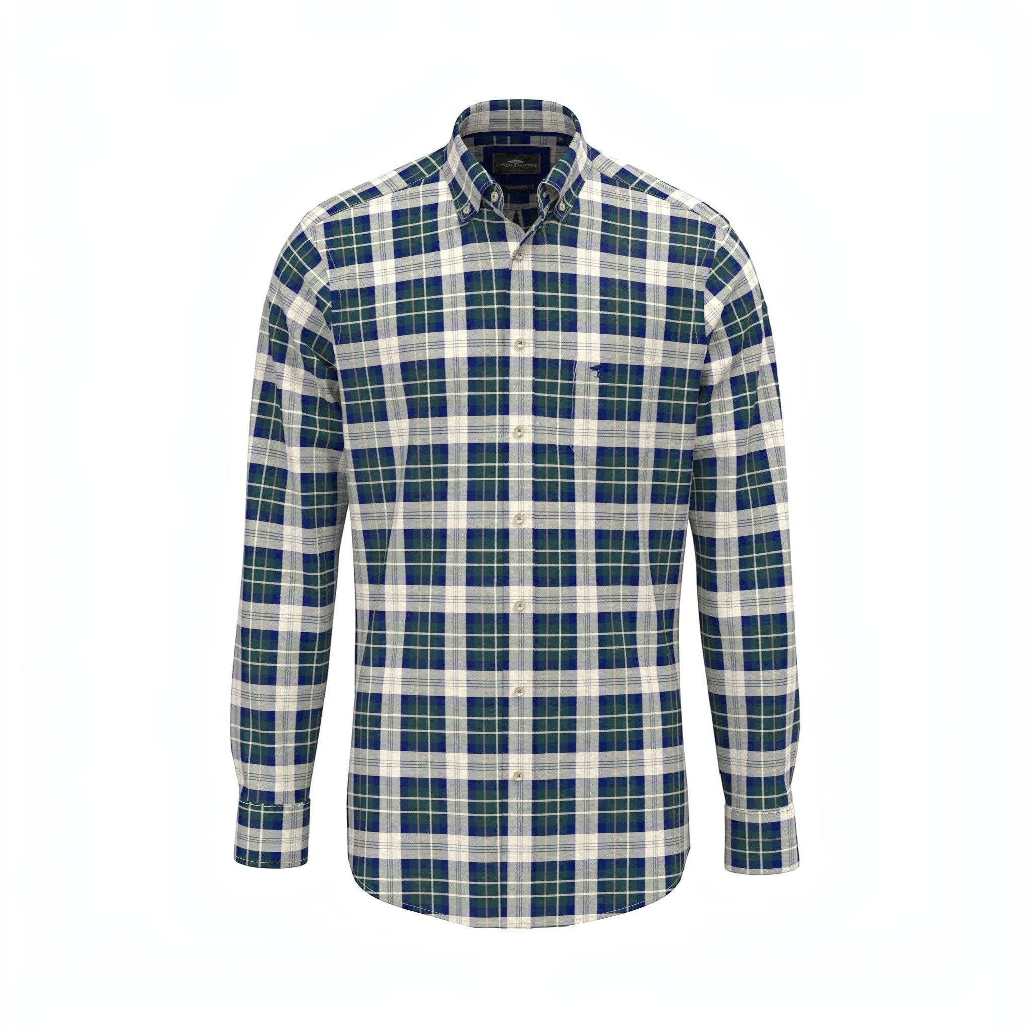 Fynch-Hatton - Mens Premium Oxford Shirt - Teal Check - 16078490 673 - Wildvine Clothing, Spalding, Lincolnshire