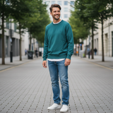 Fynch-Hatton - Mens Knitwear - Superfine Cotton Sweater - O'Neck - Teal - 1614210 673 - Wildvine Clothing, Spalding, Lincolnshire