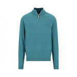 Fynch-Hatton - Mens Knitwear - Air Cotton Troyer-Zip - Teal - 1607316 673 - Wildvine Clothing, Spalding, Lincolnshire