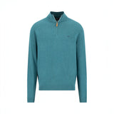 Fynch-Hatton - Mens Knitwear - Air Cotton Troyer-Zip - Teal - 1607316 673 - Wildvine Clothing, Spalding, Lincolnshire