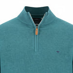 Fynch-Hatton - Mens Knitwear - Air Cotton Troyer-Zip - Teal - 1607316 673 - Wildvine Clothing, Spalding, Lincolnshire