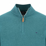 Fynch-Hatton - Mens Knitwear - Air Cotton Troyer-Zip - Teal - 1607316 673 - Wildvine Clothing, Spalding, Lincolnshire