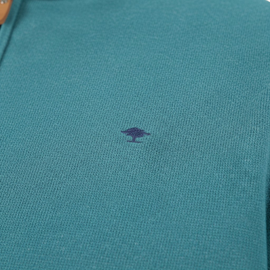 Fynch-Hatton - Mens Knitwear - Air Cotton Troyer-Zip - Teal - 1607316 673 - Wildvine Clothing, Spalding, Lincolnshire