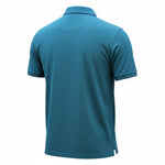 WILDVINE Clothing Co. teal Fynch-Hatton mens polo shirt in premium 2-ply pique cotton, back view.