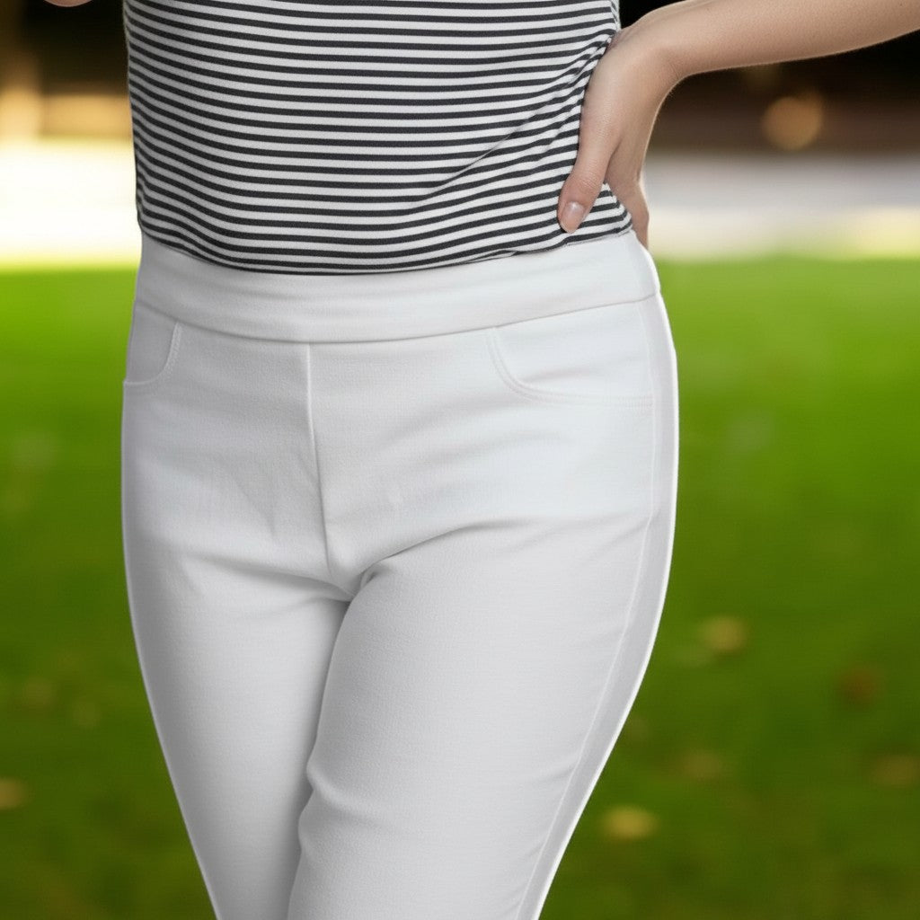 Pinnns - Ladies - Figure Sculpting Bengaline Crop Trousers - White 408C - Wildvine Clothing, Spalding, Lincolnshire
