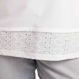 Ladies - Curve Floral Design & Broderie Anglaise Top - White - Wildvine Clothing, Spalding, Lincolnshire