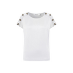Alice Collins - Button Shoulder Top - White - Wildvine Clothing, Spalding, Lincolnshire