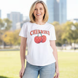 QED - Ladies - 'Cherries' Embellished Print T-Shirt - Wildvine Clothing, Spalding, Lincolnshire