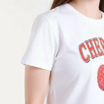 QED - Ladies - 'Cherries' Embellished Print T-Shirt - Wildvine Clothing, Spalding, Lincolnshire