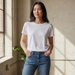 Alice Collins - Button Shoulder Top - White - Wildvine Clothing, Spalding, Lincolnshire