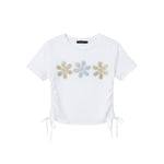 Wild Flower - Ladies - Side Tie Diamante Flower Corp Top - White - Wildvine Clothing, Spalding, Lincolnshire