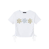Wild Flower - Ladies - Side Tie Diamante Flower Corp Top - White - Wildvine Clothing, Spalding, Lincolnshire