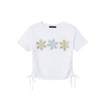 Wild Flower - Ladies - Side Tie Diamante Flower Corp Top - White - Wildvine Clothing, Spalding, Lincolnshire