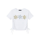 Wild Flower - Ladies - Side Tie Diamante Flower Corp Top - White - Wildvine Clothing, Spalding, Lincolnshire