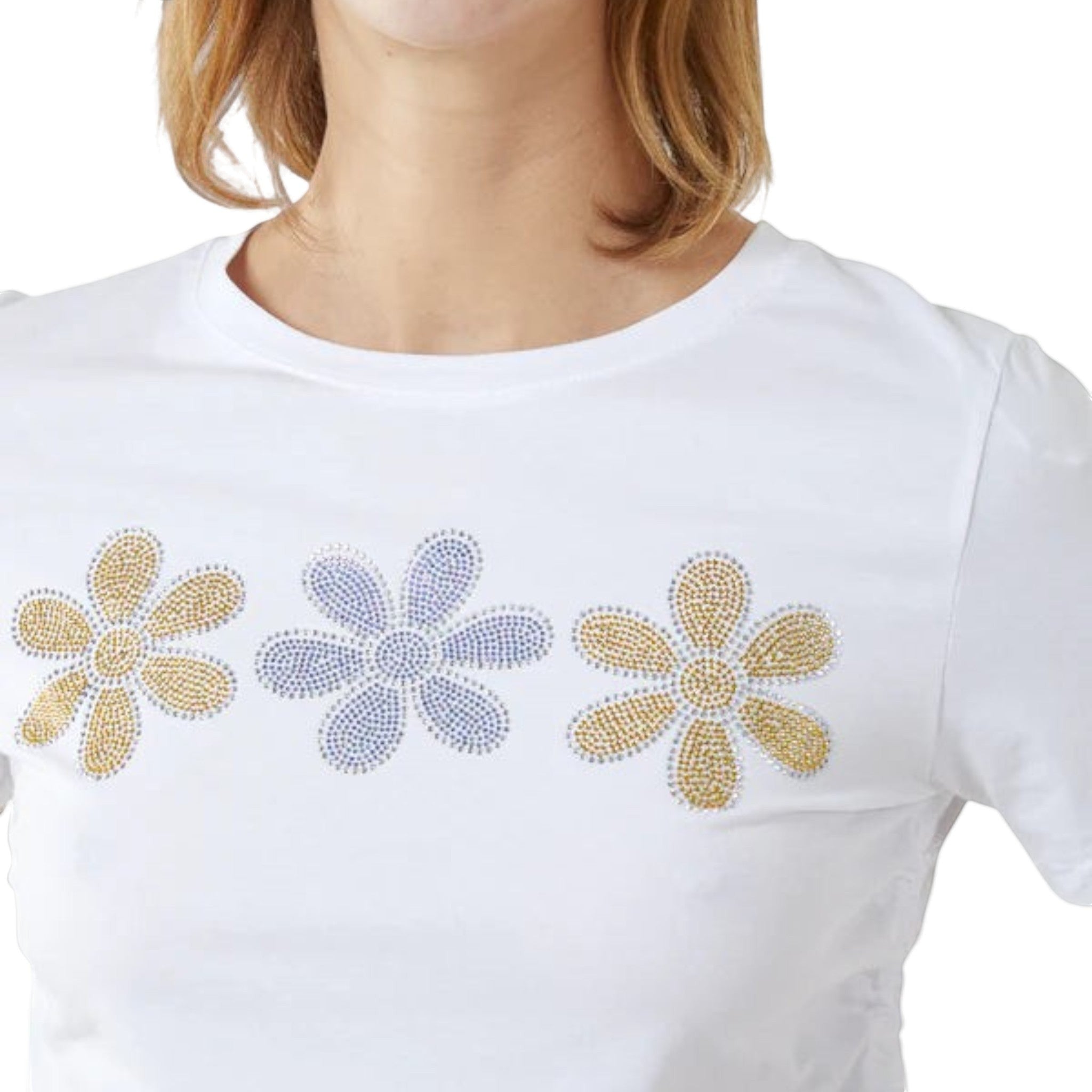 Wild Flower - Ladies - Side Tie Diamante Flower Corp Top - White - Wildvine Clothing, Spalding, Lincolnshire