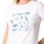 Wild Flower - Ladies - Marine Life Embellished T-Shirt - White - Wildvine Clothing, Spalding, Lincolnshire