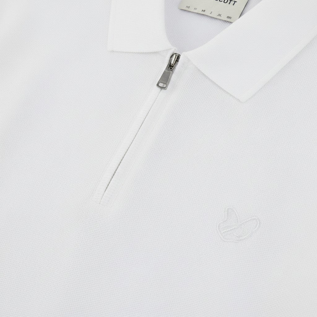 Lyle & Scott - Mens Superfine Pique Zip Polo Shirt - White 626 - Wildvine Clothing, Spalding, Lincolnshire