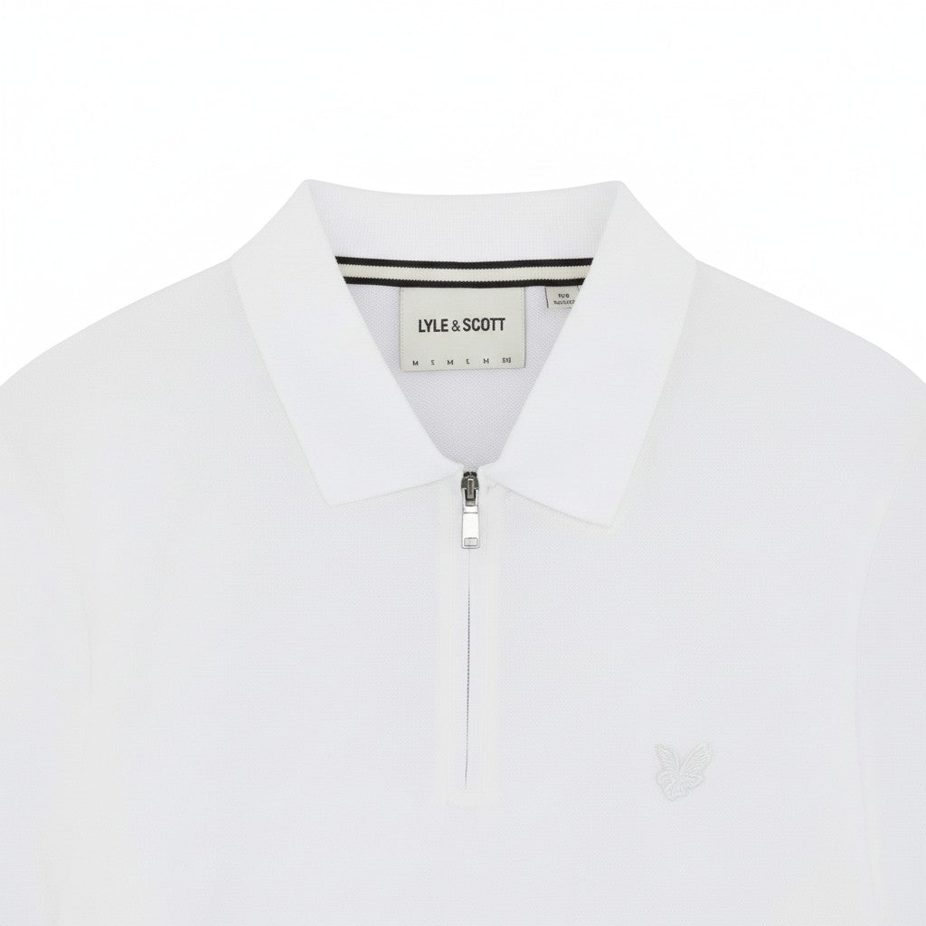 Lyle & Scott - Mens Superfine Pique Zip Polo Shirt - White 626 - Wildvine Clothing, Spalding, Lincolnshire