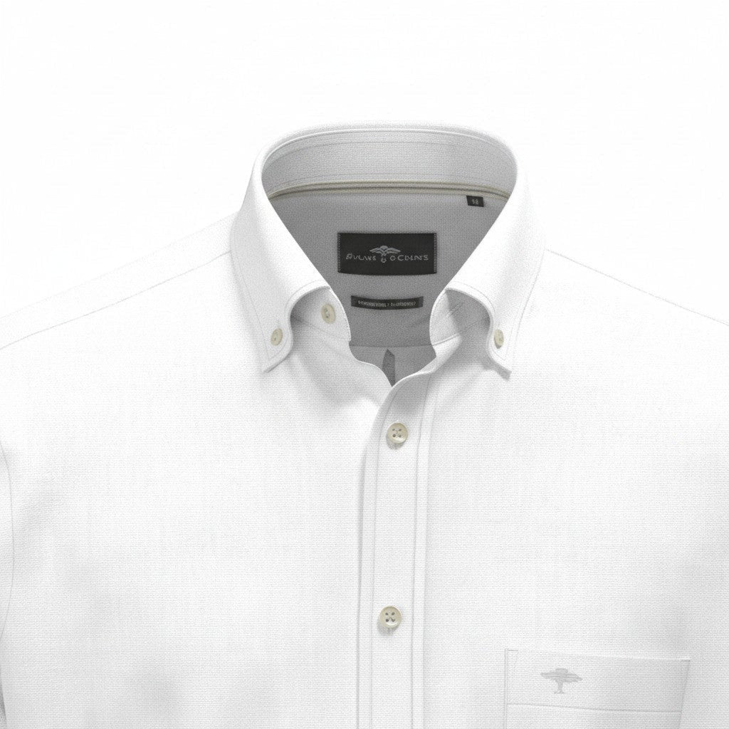 Fynch-Hatton Men's Regular Short Sleeve Casual Shirt - Solid Slub – White - Wildvine Clothing, Spalding, Lincolnshire