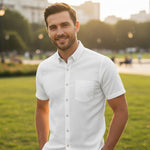 Fynch-Hatton Men's Regular Short Sleeve Casual Shirt - Solid Slub – White - Wildvine Clothing, Spalding, Lincolnshire
