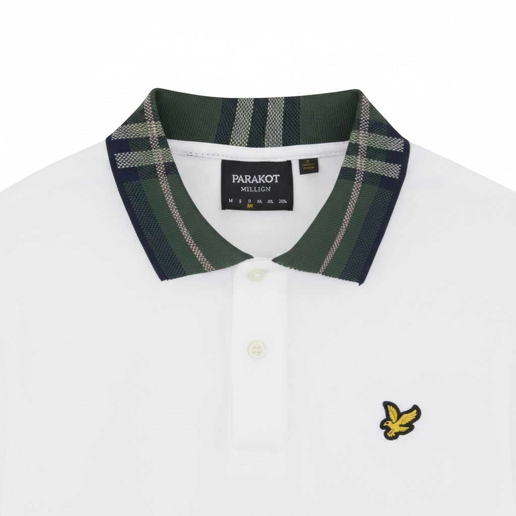 Lyle & Scott - Mens Tartan Collar Polo Shirt - 626 White - Wildvine Clothing, Spalding, Lincolnshire