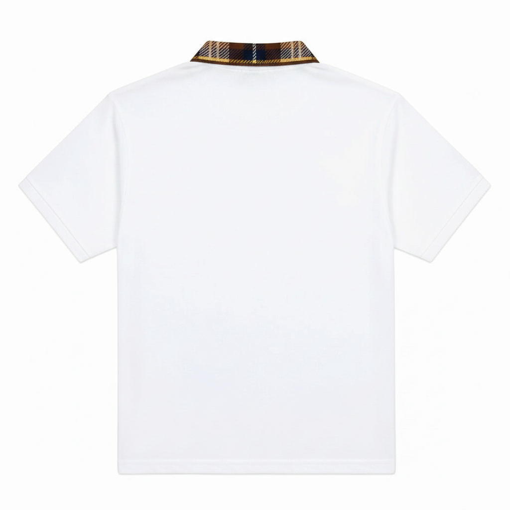 Lyle & Scott - Mens Tartan Collar Polo Shirt - White / Brown - SP2531V Y651 - Wildvine Clothing, Spalding, Lincolnshire