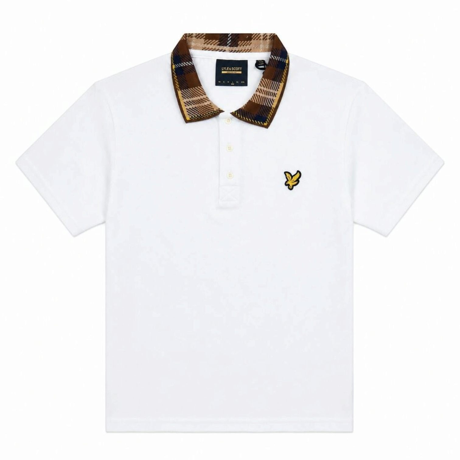 Lyle & Scott - Mens Tartan Collar Polo Shirt - White / Brown - SP2531V Y651 - Wildvine Clothing, Spalding, Lincolnshire