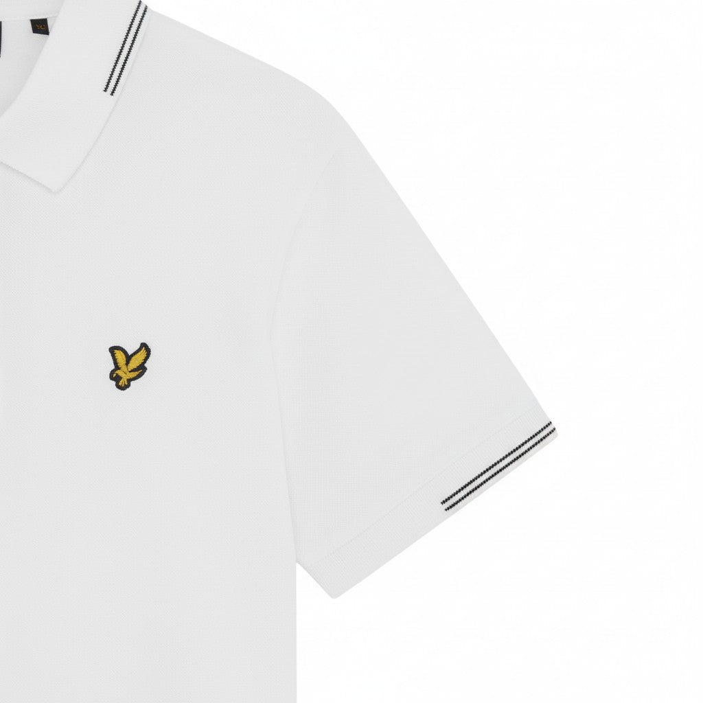 Lyle & Scott - Mens Fine Tipped Polo Shirt - White/Everglade - SP2402V Y162 - Wildvine Clothing, Spalding, Lincolnshire