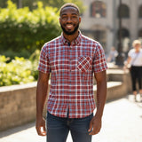 Gurteen - Mens - Seville - Modern Fit / Short Sleeved - Wine Check 852 - Wildvine Clothing, Spalding, Lincolnshire