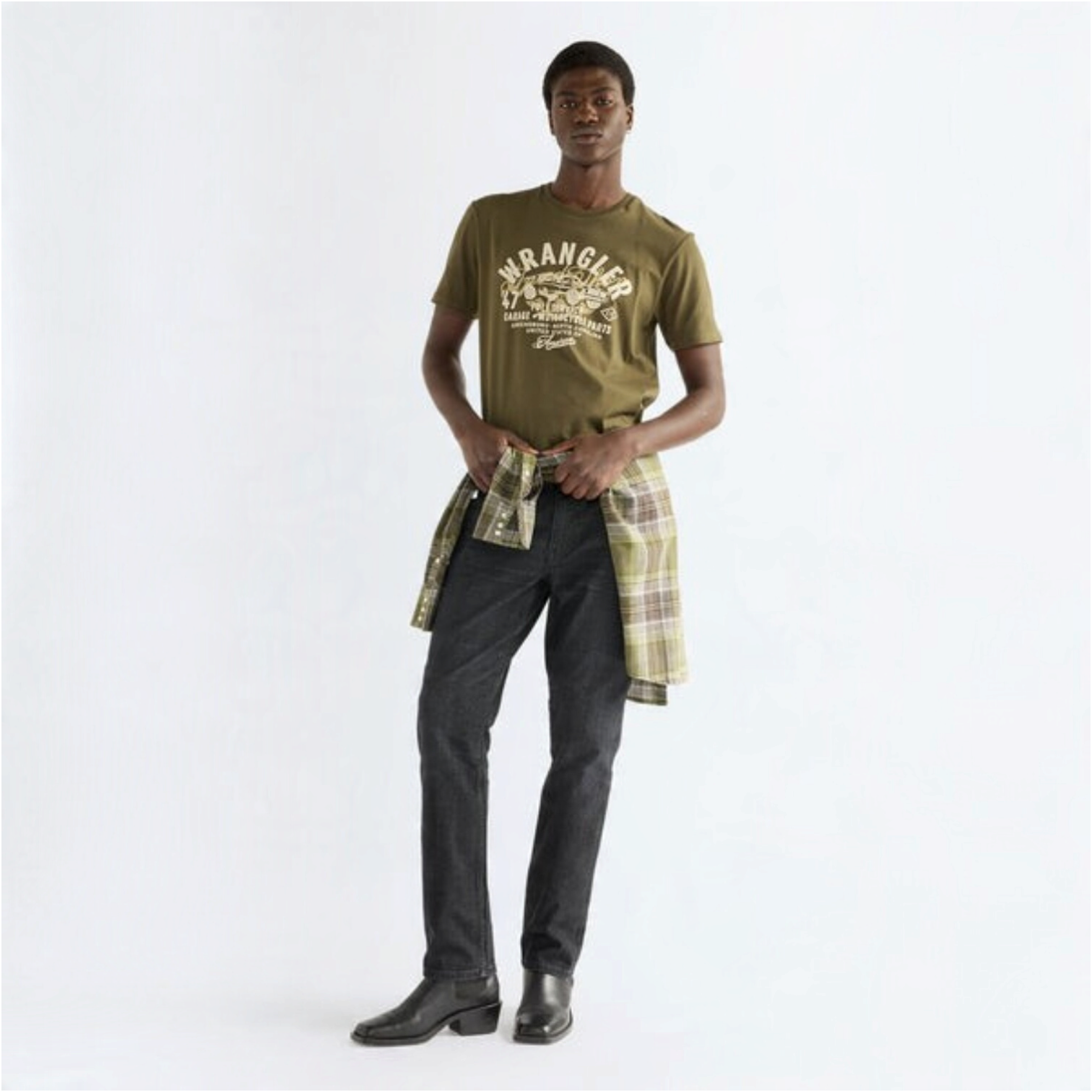 Wrangler Mens – T-Shirt - Americana - Olive Night - 112387023 - Wildvine Clothing, Spalding, Lincolnshire