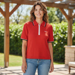Wrangler Womens - Quater Zip Polo - Flame Scarlet - Wildvine Clothing, Spalding, Lincolnshire