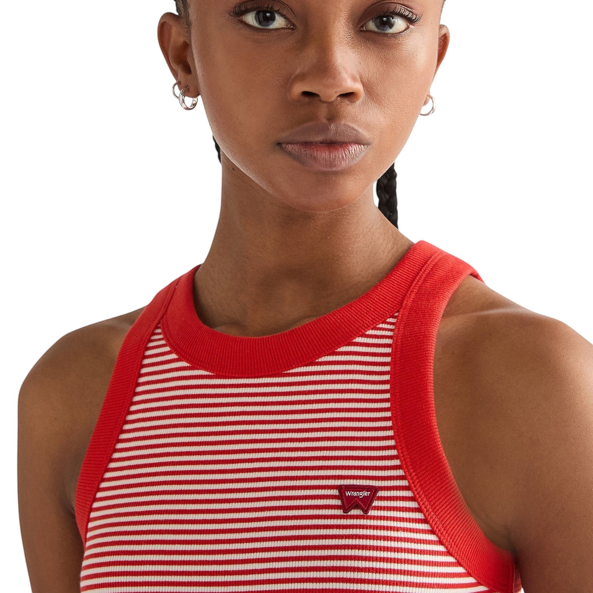 Wrangler Womens Top – Ringer Tank - Flame Scarlet - Wildvine Clothing, Spalding, Lincolnshire