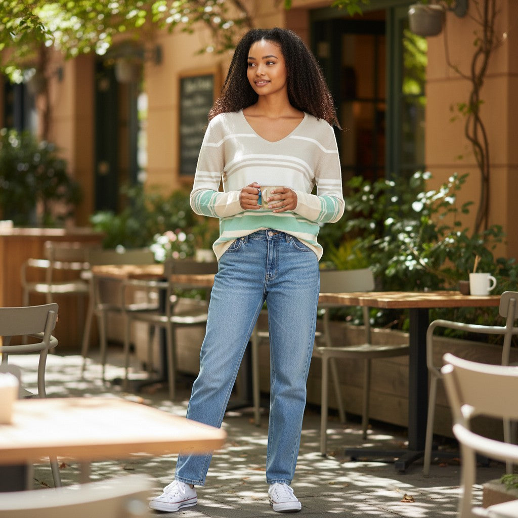 Alice Collins - Constance Pullover - Pebble/Sea Foam/Wild Oat - Wildvine Clothing, Spalding, Lincolnshire