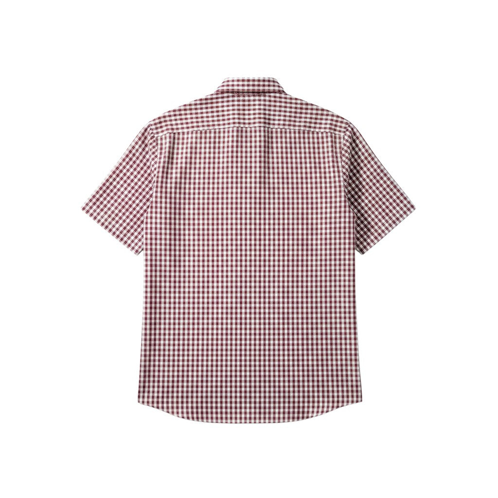 Gurteen - Mens - 100% Cotton - Seville - Modern Fit / Short Sleeved - Cranberry Check - 51023 660 - Wildvine Clothing, Spalding, Lincolnshire