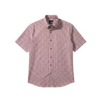Gurteen - Mens - 100% Cotton - Seville - Modern Fit / Short Sleeved - Cranberry Check - 51023 660 - Wildvine Clothing, Spalding, Lincolnshire