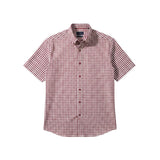 Gurteen - Mens - 100% Cotton - Seville - Modern Fit / Short Sleeved - Cranberry Check - 51023 660 - Wildvine Clothing, Spalding, Lincolnshire