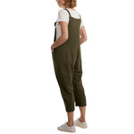 Moda - Ladies - Bow Detail Cotton Dungaree - Khaki - Wildvine Clothing, Spalding, Lincolnshire