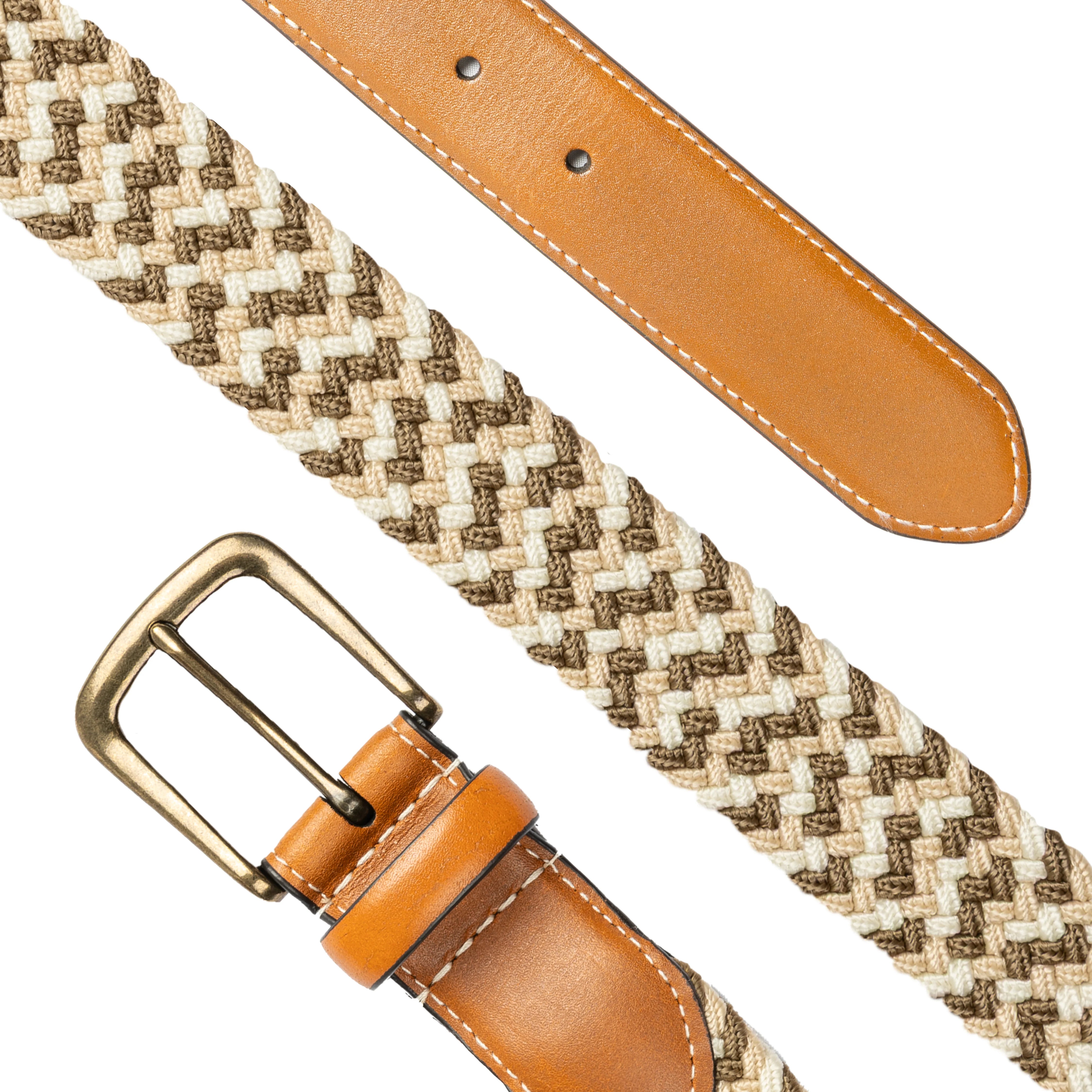 Dents - Mens Belt - Stretch Elastic Webbing Belt - Camel / Ivory - Wildvine Clothing, Spalding, Lincolnshire