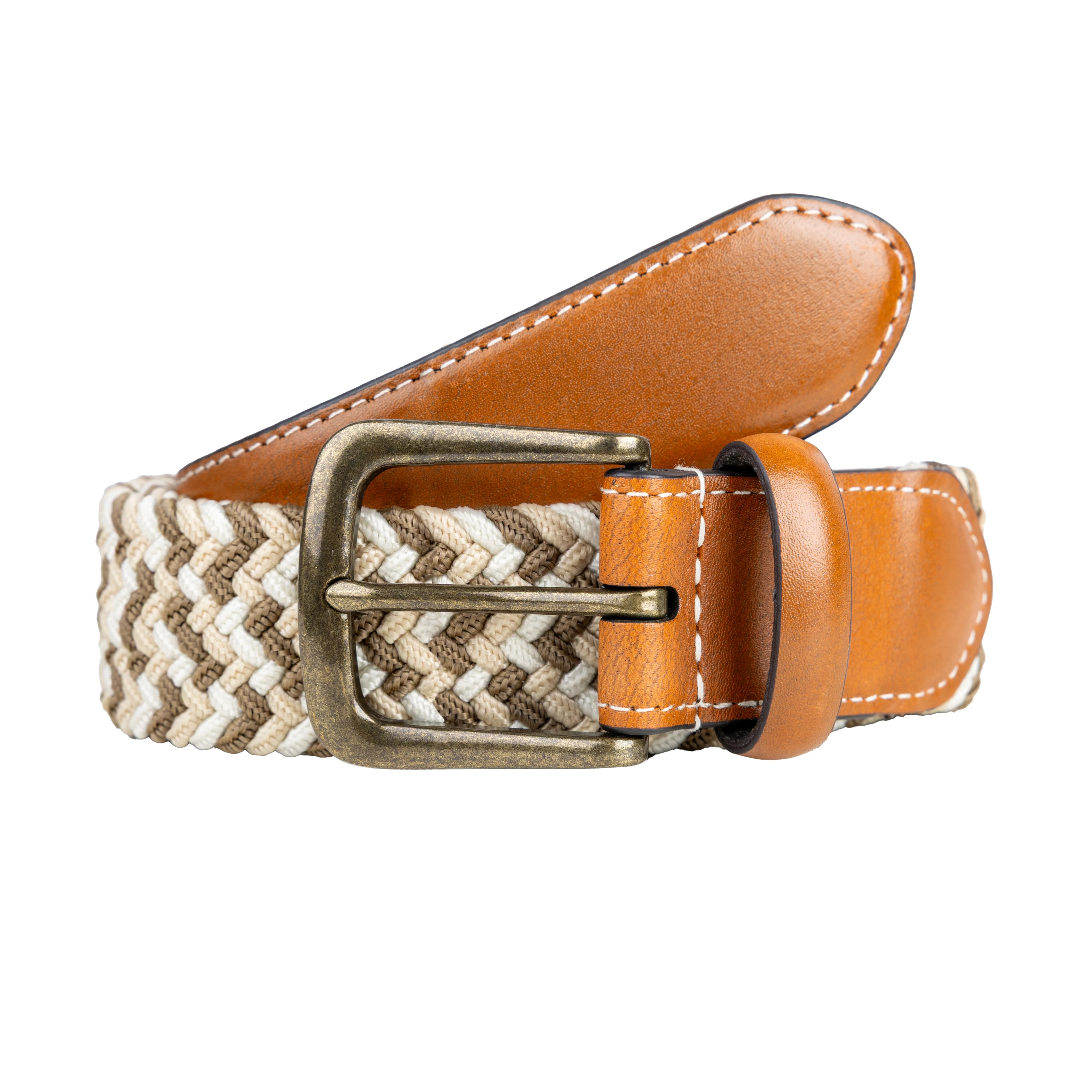 Dents - Mens Belt - Stretch Elastic Webbing Belt - Camel / Ivory - Wildvine Clothing, Spalding, Lincolnshire